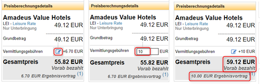 Amadeus Value Hotels Vermittlungsgebühr 1